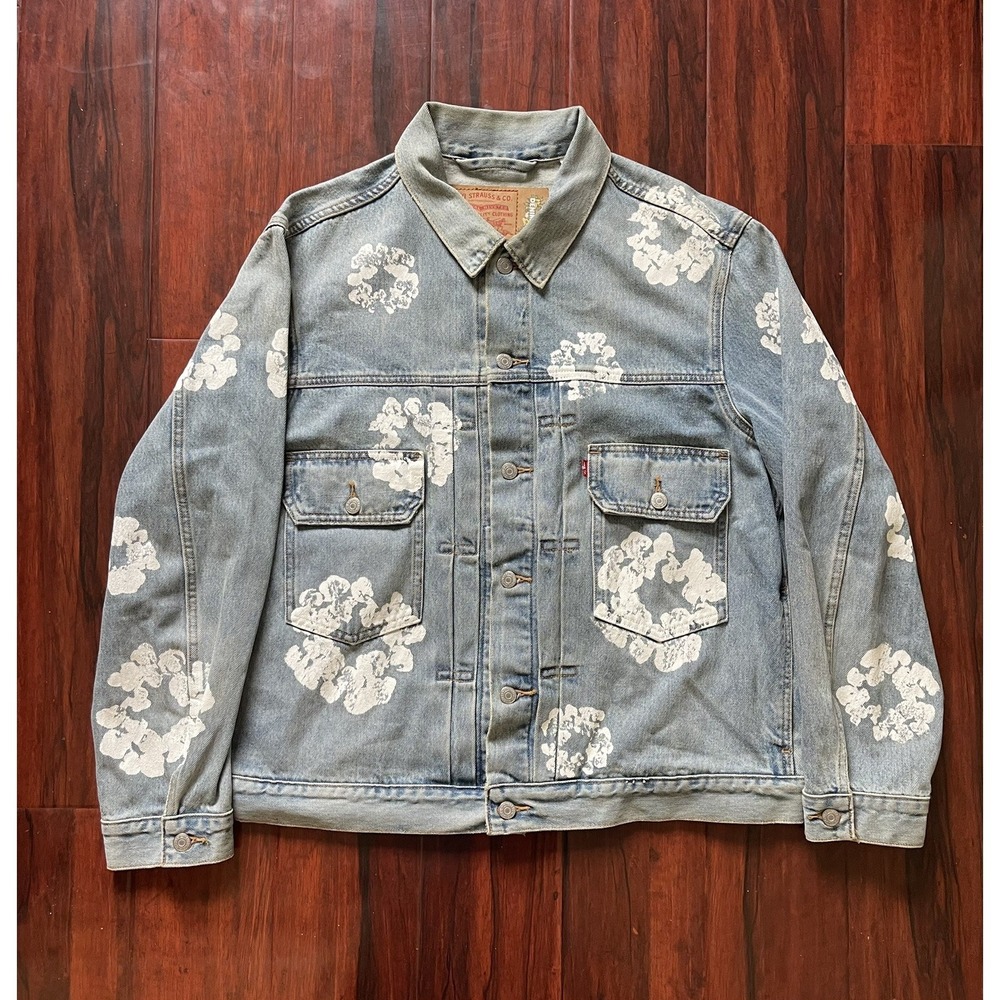 Denim Tears x Levi's Type II Cotton Wreath Blue Denim Trucker Jacket Size XL
